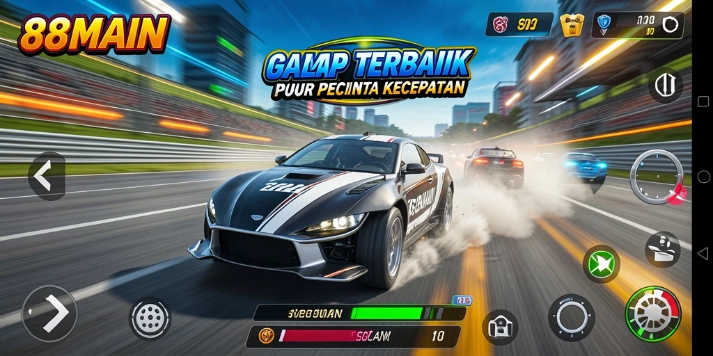 Tampilan gameplay menarik dari balapan cepat dalam 88MAIN.