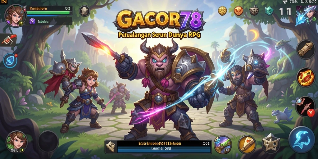 Screenshot gameplay GACOR78 menunjukkan pertarungan epik dan penjelajahan dunia RPG.