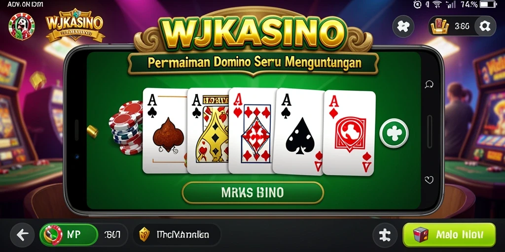 Screenshot gameplay WJKASINO menunjukkan adegan seru permainan Domino.